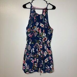 BeBop Navy Floral Shorts Romper